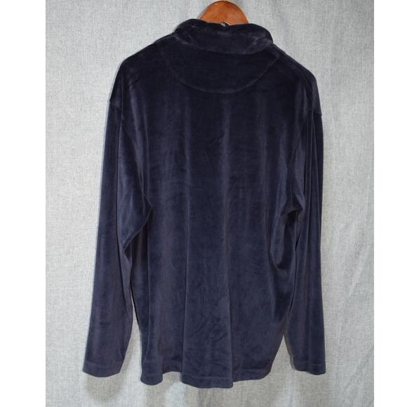 Ermenegildo Zegna Men’s Half-Zip Navy Velour Pullover Long Sleeve Top Size Large - Picture 3 of 3